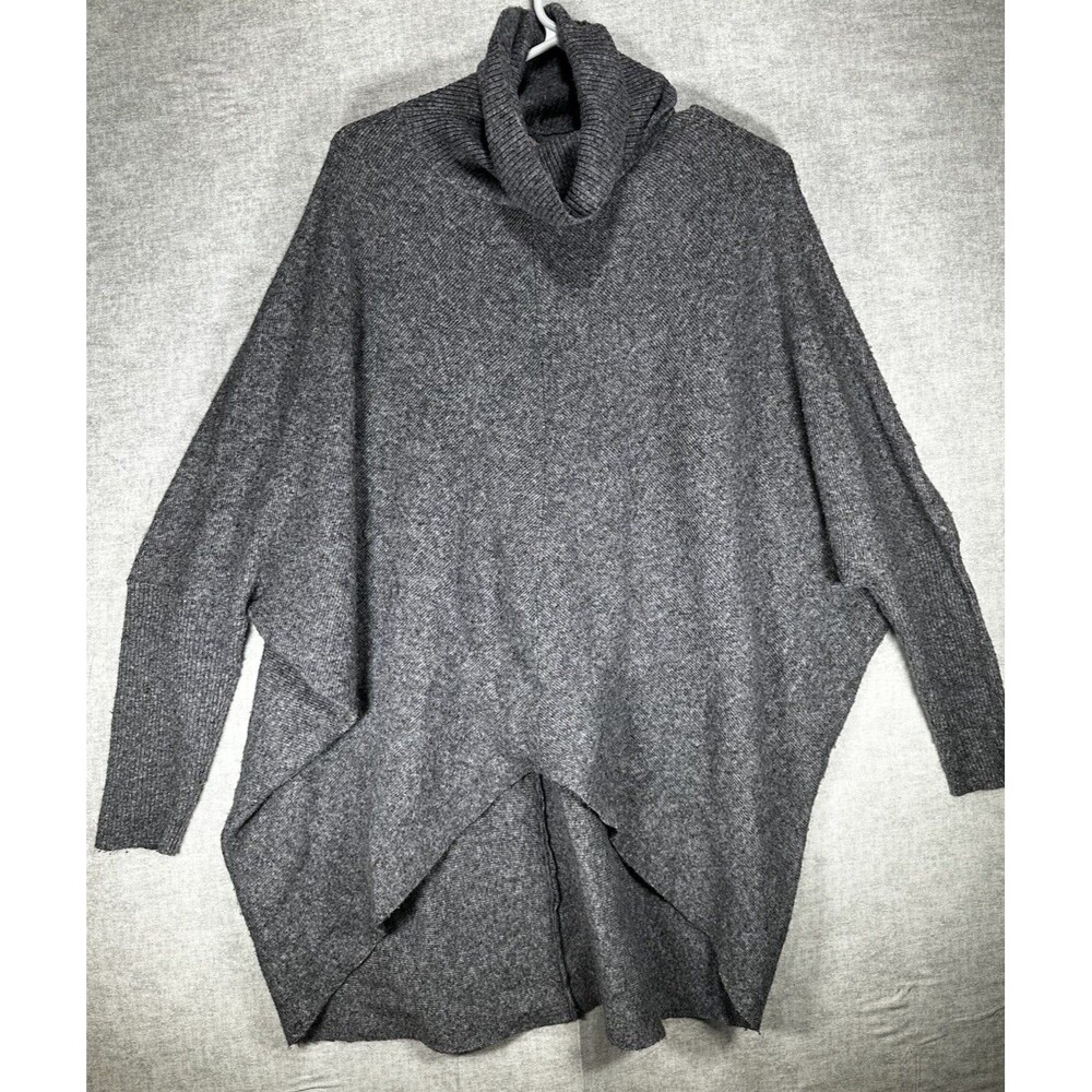 Charlie Paige Gray Asymmetrical Tunic Sweater Size Large Oversized Baggy Turtle